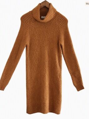 Blue Rain Turtleneck Sweater Dress S Burnt Orange